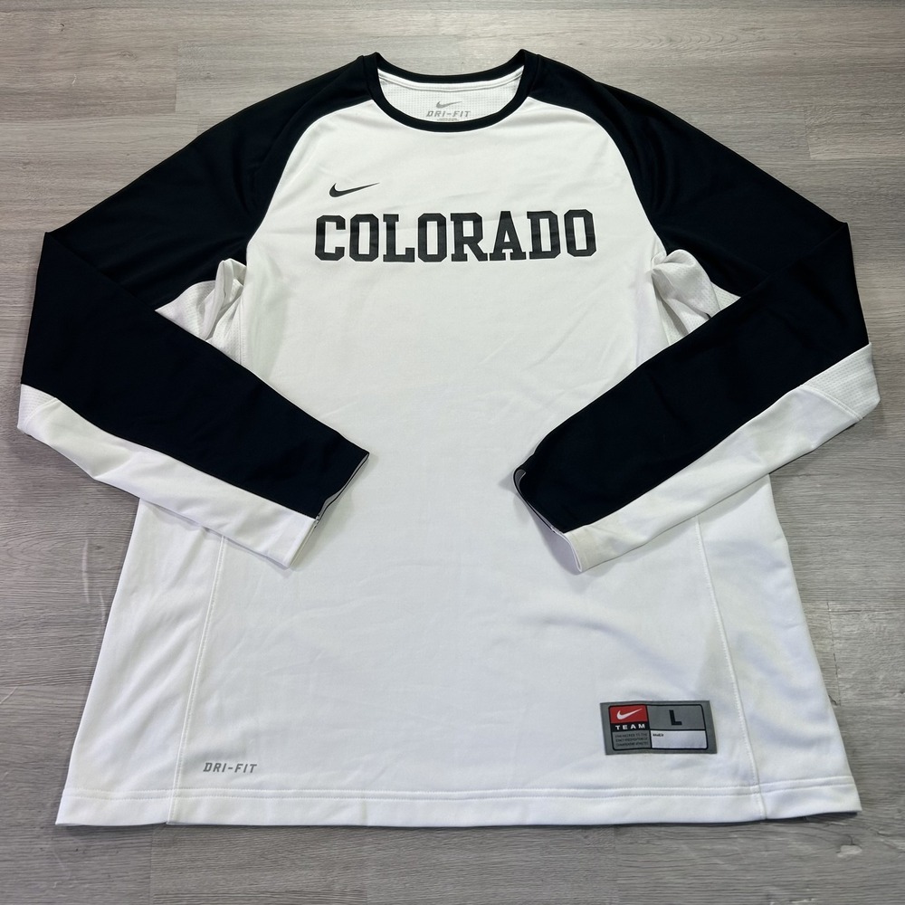 Colorado Buffaloes Shirt Womens Large White NCAA Nike Dri Fit Long Sleeve